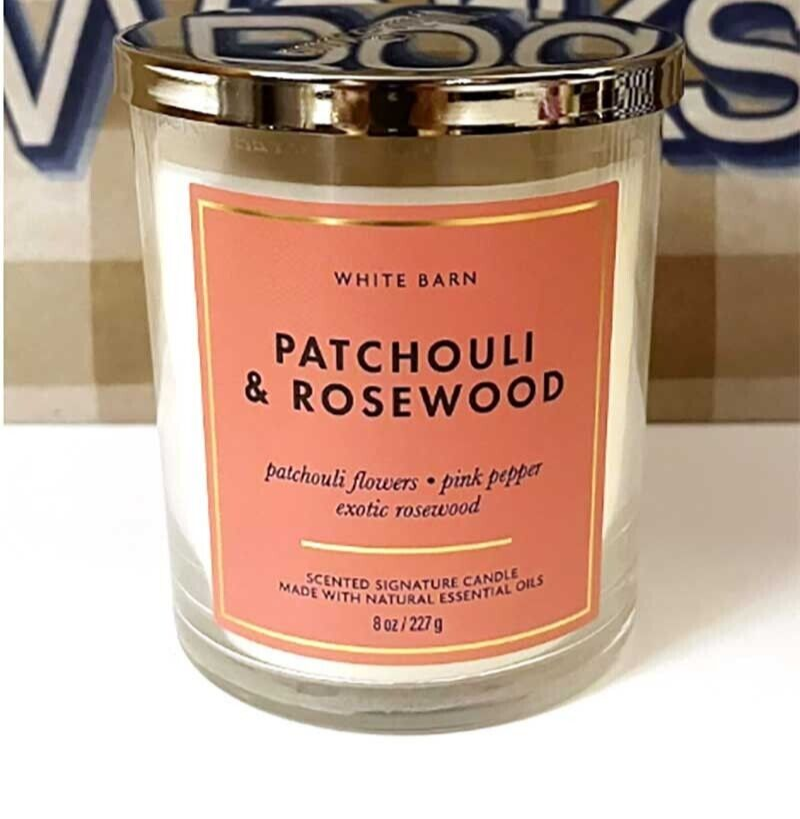 BATH AND BODY WORKS Patchouli Rosewood OZ wick JAR CANDLE