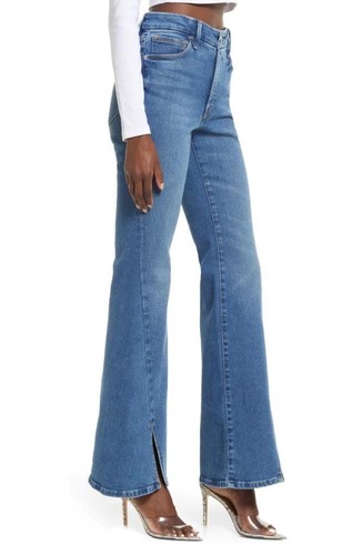 GOOD AMERICAN Good Legs Flare Split Hem Jeans in Indigo Size 2/26 - Picture 3 of 5