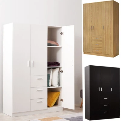 PANANA Modern Wood Cupboard Wide 3 Door 3 Drawer Wardrobe/Bedroom Furniture/Storage