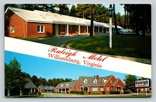 Williamsburg Virginia VA Raleigh Motel VINTAGE Postcard 68 Rooms With Color TV