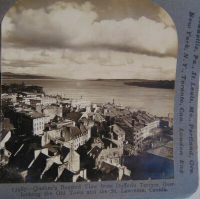 SV334 Antique Stereoview Quebec View from Dufferin Terrace St Lawrence