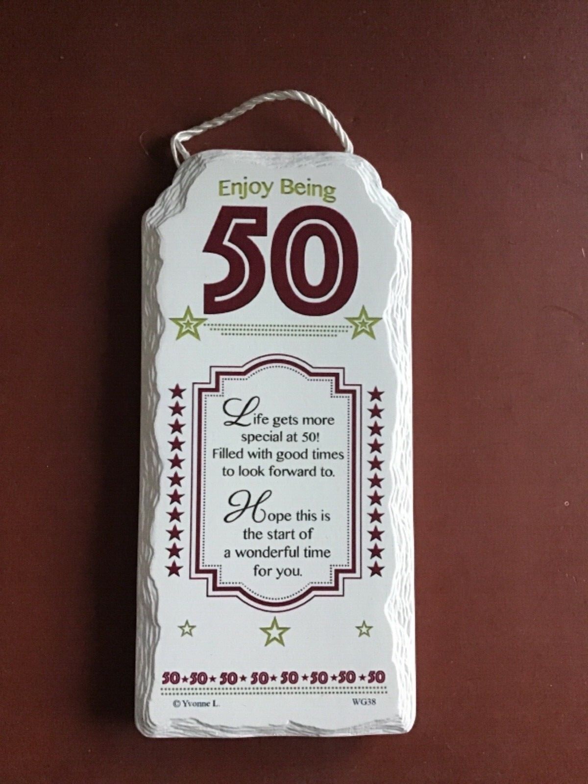 50th birthday porcelain boxed gift hanging standing plaque free p&p
