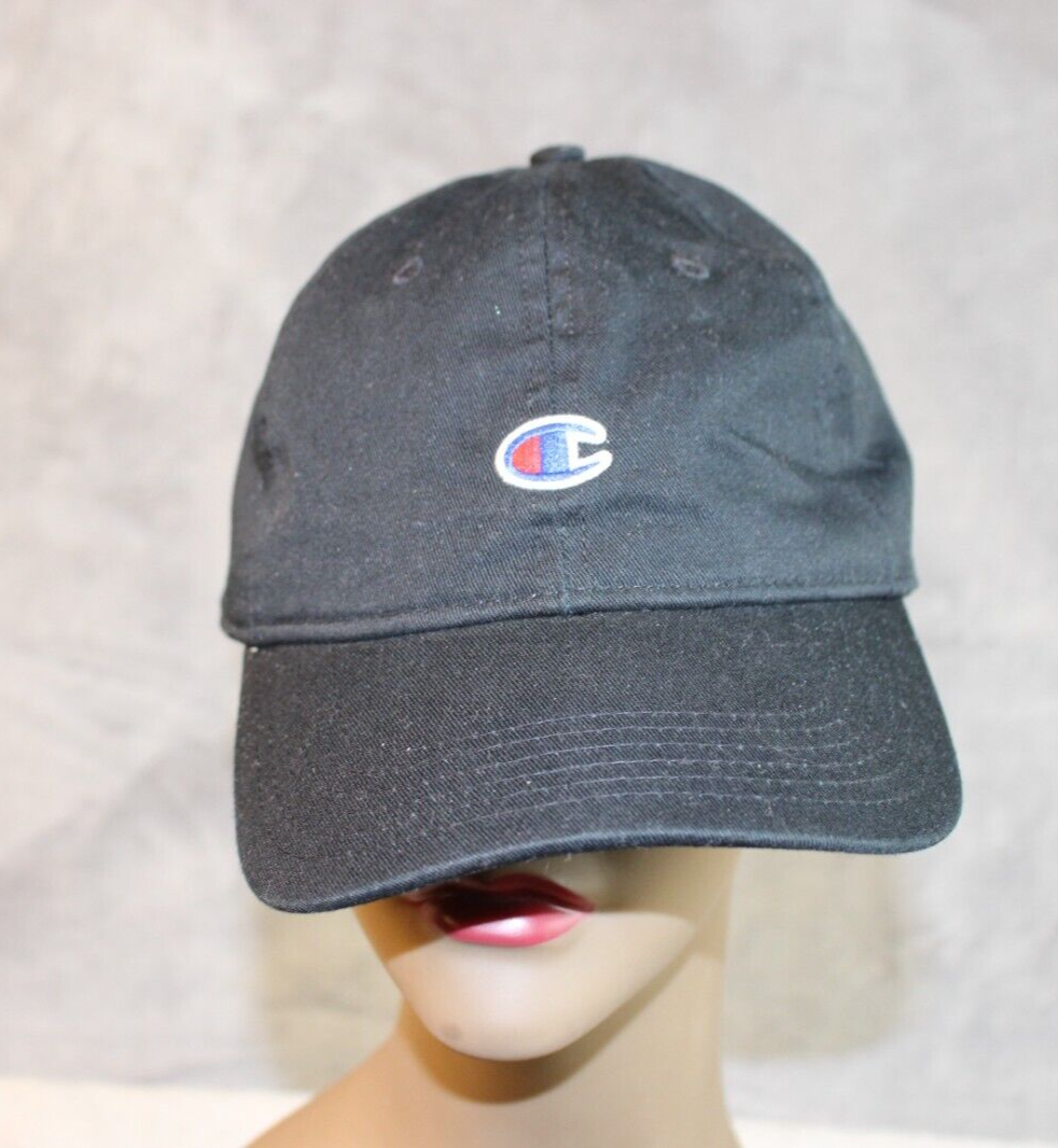 Champion Hat Cap Strap Back Black One Size Unisex Casual Cotton