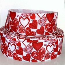 GROSGRAIN RIBBON 5/8", 7/8",1.5", 3" Hearts Love Valentine's Day Printed