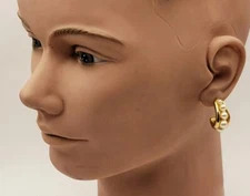 Vintage Gold tone Faux Pearls CRESCENT Shape Pierced Earrings