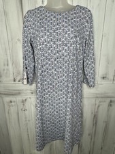 NWT J McLAUGHLIN BLUE PRINTED MILEY 3/4 SLEEVE CATALINA CLOTH MIDI SHIFT DRESS S
