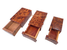 Set of 3 wooden puzzle boxes -Secret Jewelry Box Case - Wooden Magic Puzzle -Puz