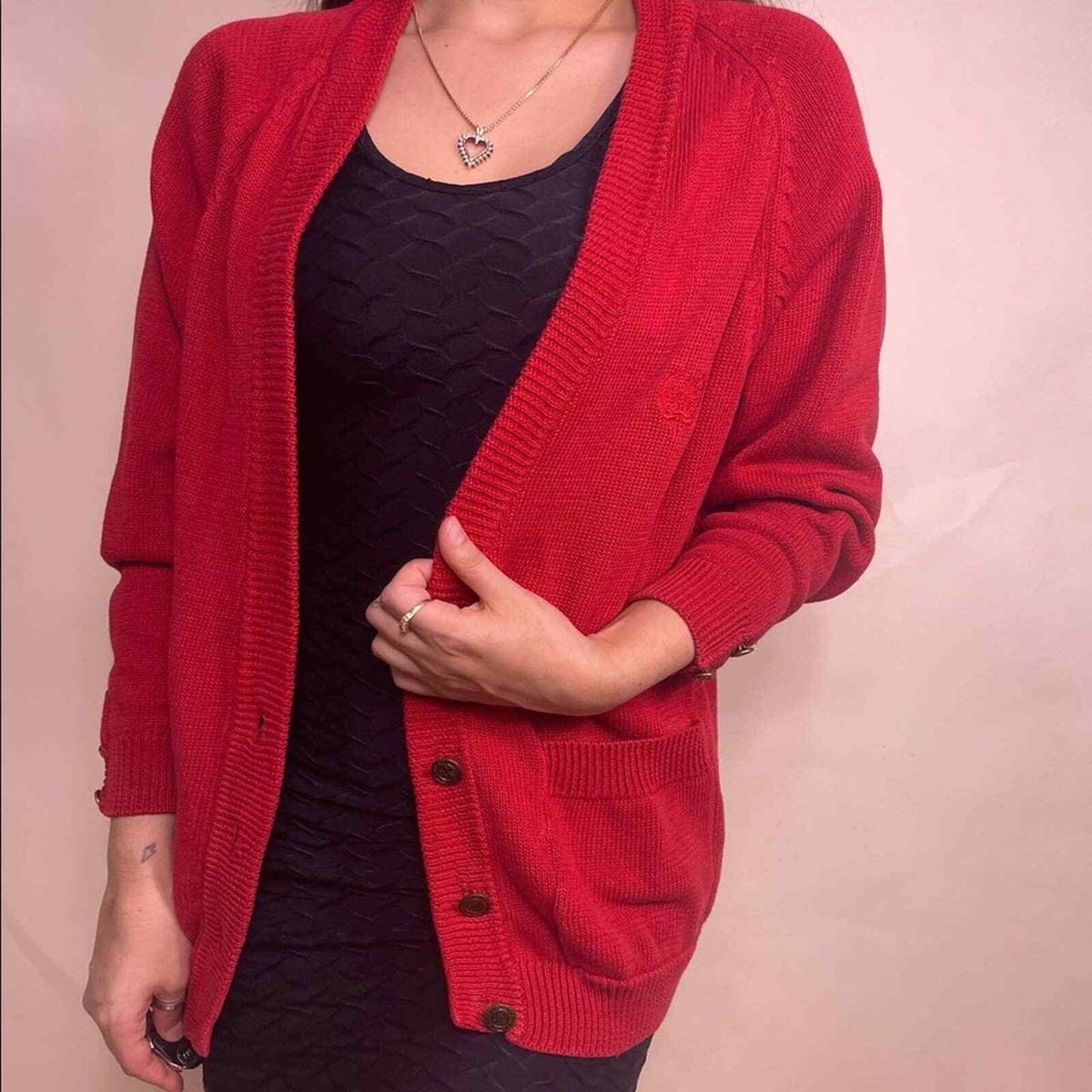 Vintage y2k bright red Casual Corner slouchy cardigan Size Large | eBay