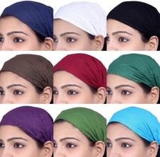 US STOCK 10 Pieces Women Cotton Solid Headband Wide Hairband Bandana Lot Wrap