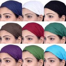 US STOCK 10 Pieces Women Cotton Solid Headband Wide Hairband Bandana Lot Wrap