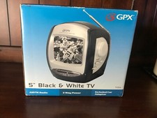NEW Gpx 5” Black & White Portable Tv 3 Way Power Car Adapter TV524 Open Box