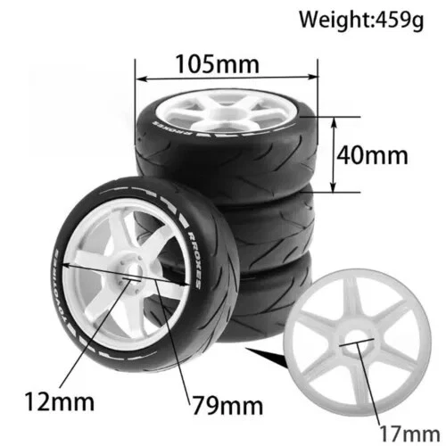 Juego de ruedas y neumáticos de carretera de coche de radiocontrol de 1/8 para Kyosho Inferno GT1 GT2 GT Ve Foto 2 de 2