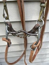 Reinsman #454 Bit, Nylon Headstall, Slot Reins Full Western Bridle