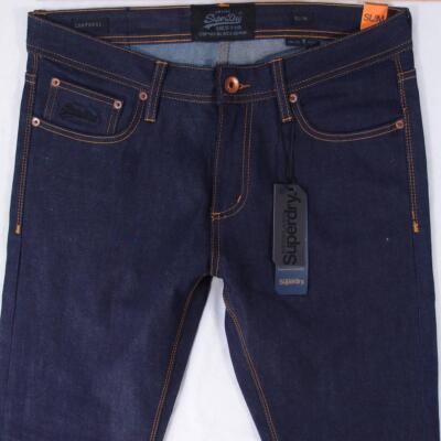 NEU SuperDry CORPORAL SLIM Stretch Slim Straight blaue Herrenjeans W34 L34 neu mit Etikett