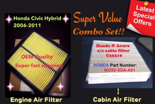 ENGINE & CABIN AIR FILTER for HONDA CIVIC HYBRID 2006-2011 AF5652 C35519 - Foto 1 di 1