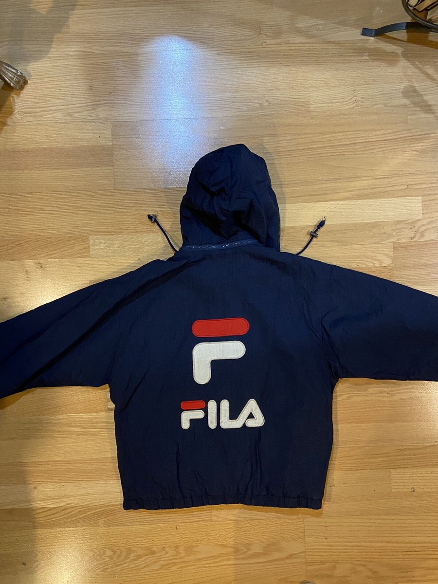 FILA 90's Vintage Mens 1/4 Zip Pullover Puffer Jacket Size L Spell