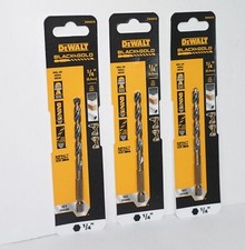 Lot of 3 DeWALT Black  Gold 1/4" Drill Bit Split Point 1/4" Hex Shank DWA5016