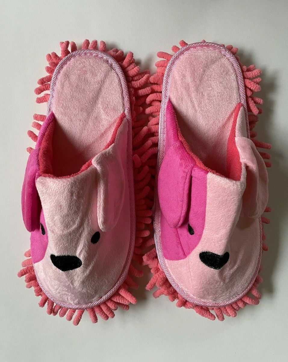 Pink Dog Removable Mop Closed Toe Slipper 100% Polyester NEW