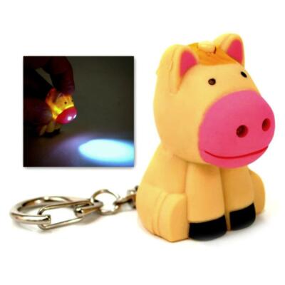 LED HORSE KEYCHAIN with Light and Sound Cute Farm Animal Noise Key Chain Ring