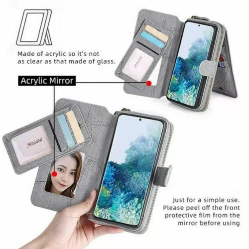Luxury Leather Wallet Zip Coin Purse Card Flip Case For iPhone 16 Pro 15 14 13 - Picture 5 of 10