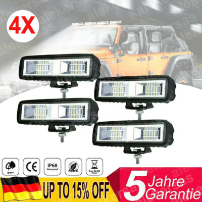 LED Arbeitsscheinwerfer KFZ 4X 48W 12V 24V Auto Strahler Traktor Scheinwerfer