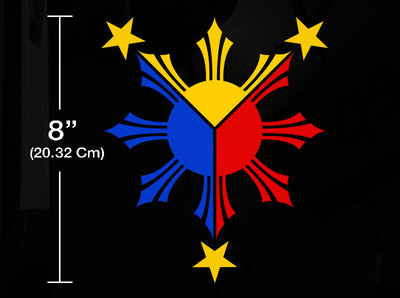 Filipino Vinyl Car Decal Sticker 8''(H) w/ Philippine Flag 3 colors Create No3
