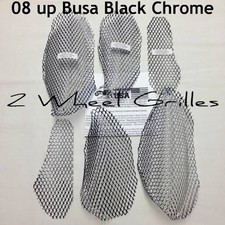 08-20 SUZUKI HAYABUSA GSXR 1300 BLACK CHROME FAIRING GRILLS SCREENS VENTS MESH