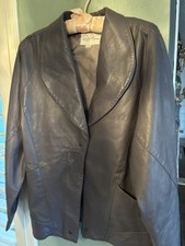 Vtg 80’s Ruth Wagner Lrg Lapel Leather Bomber Jacket Avant Guard Med Tall Sz