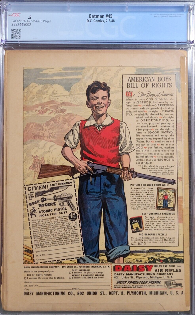 1948 Batman 45 CGC .5 Christmas Cover Jack in the Box Robin. RARE