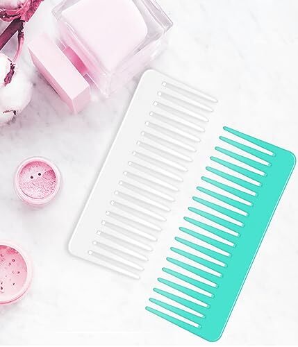 Wide Tooth Comb and Large Hair Detangling Comb for Long Hair, Curly White, Cyan - Picture 4 of 6
