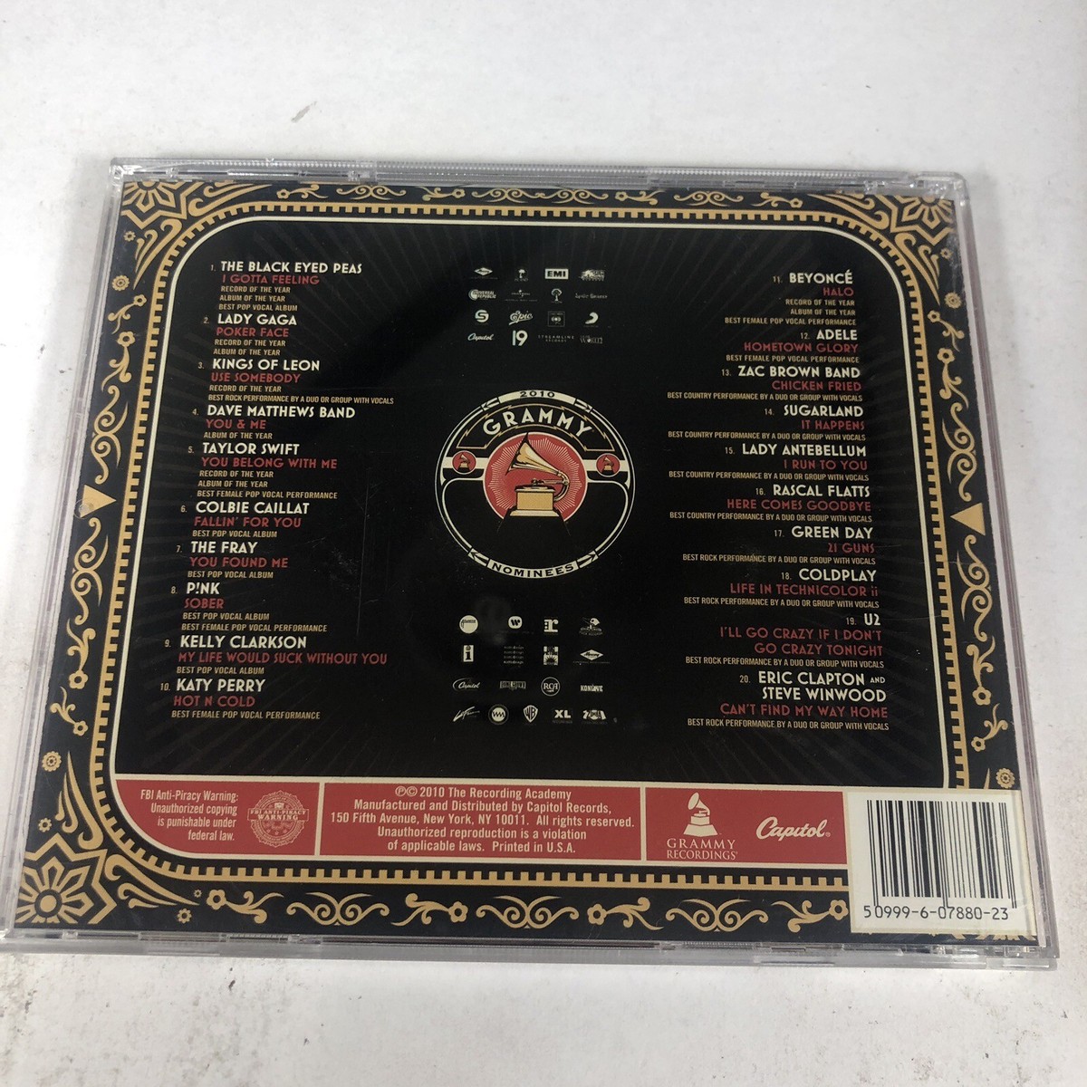 2010 Grammy Nominees by Various Artists (CD, Jan-2010, Grammy 