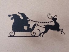 Santa Flying Reindeer Sleigh Silhouette Paper Die Cut Scrapbook Embellishment