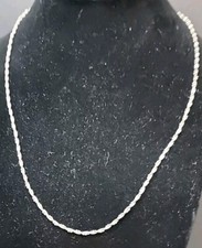 Double Twisted Strand Sterling Silver 925 Necklace Made In Italy Diamond Cut...