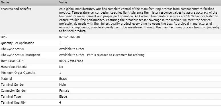 Sensor de temperatura de refrigerante SMP STANDARD para VOLKSWAGEN BEETLE 2012-2013 Foto 3 de 4