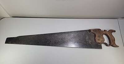 RARE VINTAGE ANTIQUE 26-1/4'' HAND SAW BEARDSHAW & SON CONQUEROR SWORD MEDALLION