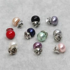 6pcs/lot Imitation Pearl Brooch Pins Zircon Circle Button Pin Women Jewelry Acc