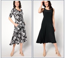 Women with Control Women's Petite Dress PS Como Jersey Midi Black A640660