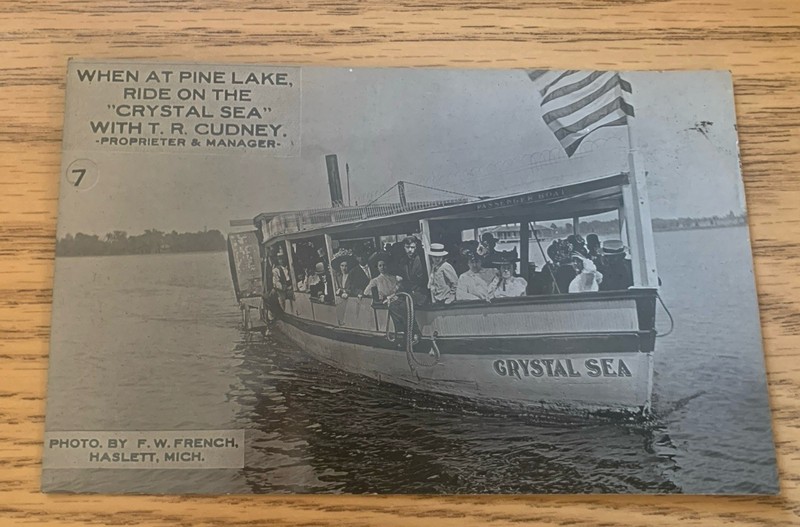RPPC Real Photo Postcard Haslett Michigan Pine Lake Crystal Sea By F W French