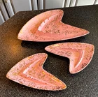 3 Shawnee Pottery  MCM Atomic Cosmic Boomerang Ashtrays Pink and Gold