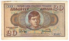 1936 Yugoslavia Kingdom 20 Dinara 908 Paper Banknote Money Currency