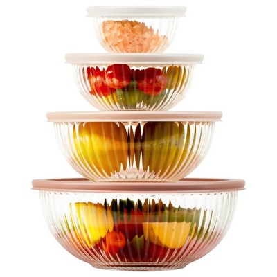 Freshmage Glass Mixing Bowls with Lids Sets, 4 Packs Large, Multiple colors 