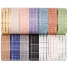 Grid Washi Tape Set, 14 Rolls of 15 mm Wide Decorative Colored Masking Tapes ...