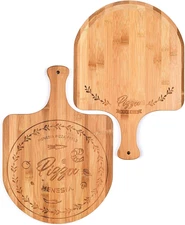 12 Inch Premium Bamboo Pizza Peel with Handle,Wooden Pizza Paddle,Cutting Board
