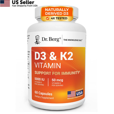 Dr. Berg Maximum Strength 7-in-1 Vitamin D3 K2 5000 IU | 60 Count (Pack of 1)