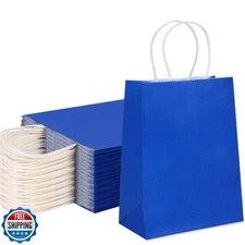 Moretoes 60pcs Gift Bag Set, Kraft Paper with Handles, 7.1"x3.6"x9.3", Medium