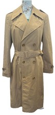 Vintage Debenhams Diolen Beige Tan Double Breasted Belt Trench Coat Jacket Small