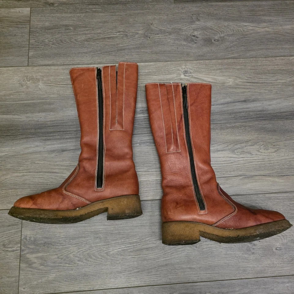 1970s Vintage Genuine Brown Leather Boots with a Boho Vibe - Image 2 of 4