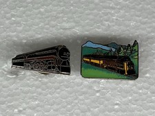 Lot of 2 Railroad Hat Pin/Lapel Pin/Tie-Tacks - Steam & Diesel Locomotives - NOS