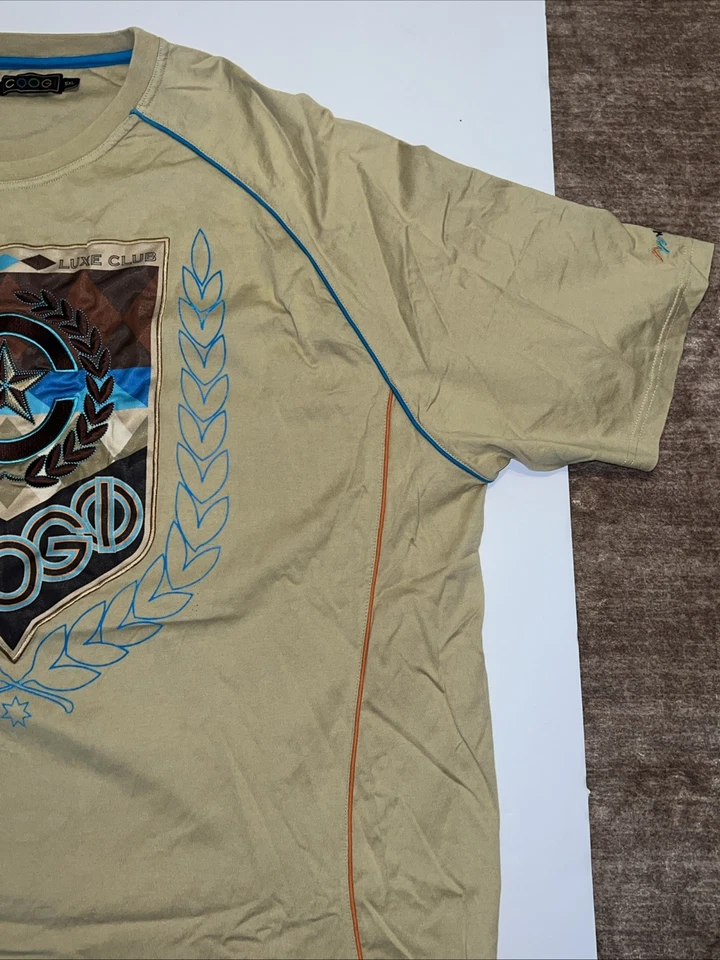 Coogi Australia Shirt Men’s 5XL Brown Short Sleeves Embroidered Graphic Tee Y2K - Image 2 of 4