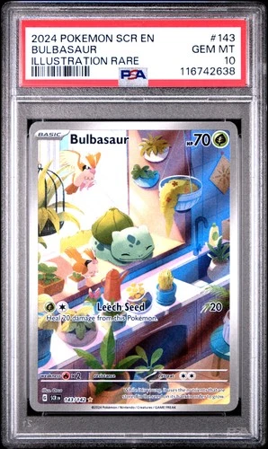 2024 POKEMON SCR EN-STELLAR CROWN ILLUSTRATION RARE #143 BULBASAUR PSA 10